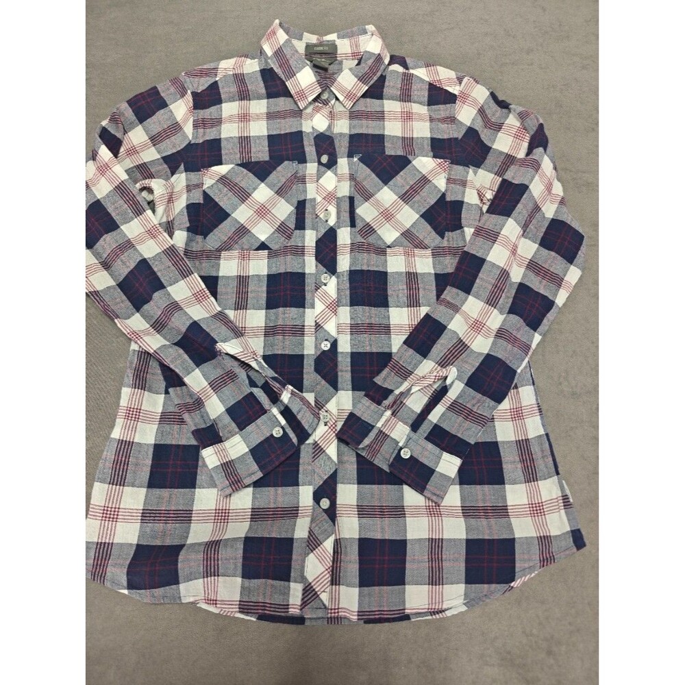 Eddie Bauer Womens Small Plaid Button Down Shirt Classic Fit Long Sleeve